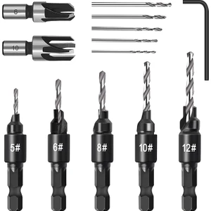 Havşa Matkap Ucu Seti, Ağaç Işleme Pah Ayarlanabilir Havşa Aletleri, 1/4 Inç Hex Şaftlı Sayaç Lavabo Deliklerinde (Yurt Dışından)