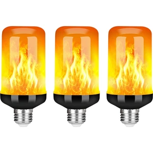 3x LED Alev Efektli Ampul E27, Dekoratif Titreyen Gerçekçi Yangın Işık Ampul, Festival Dekorasyon Lambası, Siyah-B (Yurt Dışından)