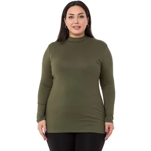 Disentis Modest Büyük Beden Yarım Balıkçı Uzun Kollu Viskon Haki Body