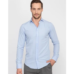 Slim Fit Düz Mavi Erkek Gömlek