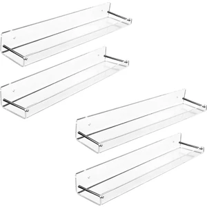 4 Paket Akrilik Yüzer Raflar, 15 L X3,25 Inç W, Şeffaf Banyo Duvar Rafı, Kitaplık, Ofis Için Görünmez Ekran (Yurt Dışından)