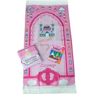 İhvan Online Çantalı Kız Çocuk Isimli Seccade, Tesbih, Namaz Öğreniyorum Kitabı Seti