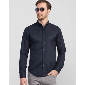 Slim Fit Lacivert Düz Erkek Gömlek