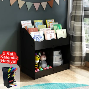 Toby 6 Bölmeli Ahşap Montessori Kitaplık Bebek Çocuk Odası Eğitici Iskandinav Tarz Kitaplık