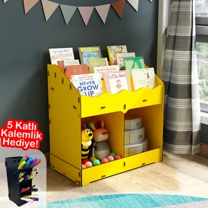 Toby 6 Bölmeli Ahşap Montessori Kitaplık Bebek Çocuk Odası Eğitici Iskandinav Tarz Kitaplık