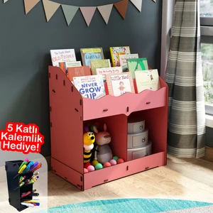 Toby 6 Bölmeli Ahşap Montessori Kitaplık Bebek Çocuk Odası Eğitici Iskandinav Tarz Kitaplık