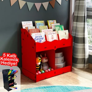 Toby 6 Bölmeli Ahşap Montessori Kitaplık Bebek Çocuk Odası Eğitici Iskandinav Tarz Kitaplık