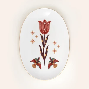 Gediz Porselen Oval Tabak 26 cm Renkli