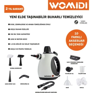 HY-307 Çok Fonksiyonlu Buharlı Temizleyici -10 Aparatlı- Ev, Zemin, Araba, Döşeme Temizleyici