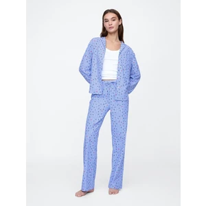 Kadın Açık Mavi Desenli Poplin Pijama Altı