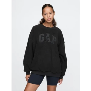 Kadın Siyah Gap Logo Oversize Sherpa Heart Sweatshirt
