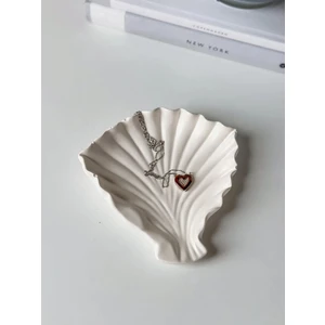 Cey Design Istiridye Deniz Kabuğu Desenli Dekoratif Takı Tabağı