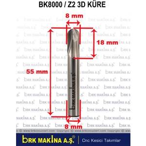 8 mm Küre Karbür Freze 3D Boyut İşleme Cnc