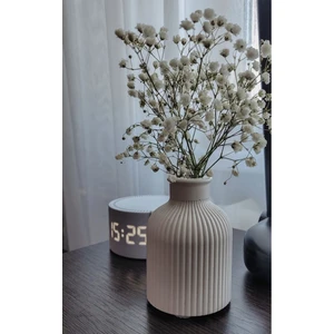 Cey Design Dekoratif Iskandinav Çizgili Pampas Kuru Çiçek Vazosu