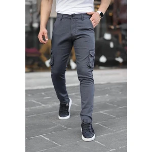 Daniel Milano Erkek Körüklü Cep ve Paça Ribana Detaylı Antrasit Keten Kargo Pantolon