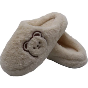 Kadın Beyaz Ev Terliği, Ses Yapmaz Kalın Taban