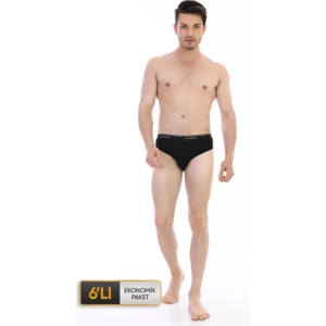 Çift Kaplan Erkek Ribana Klasik Siyah Slip 0870 6'lı Paket