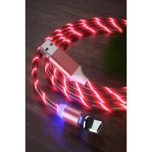 J21 Micro Usb Magnetic Akan Led Işıklı Şarj Kablosu -2mt