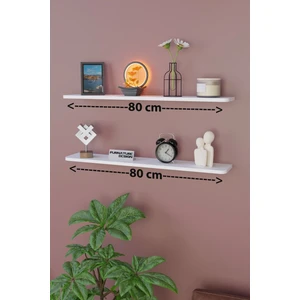 Furnature Design Dekoratif Uçan Duvar Rafı 2 Adet Gizli Monteli Raf Oval Kesim 80X18 cm