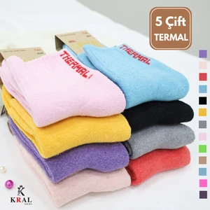 5 Çift Termal Kadın Havlu Kışlık Çorap (Isı Emici)