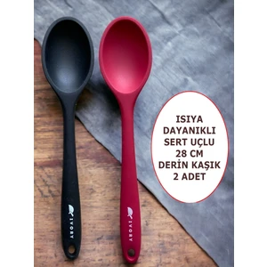 Sert Uçlu Isıya Dayanıklı Yanmaz Yapışmaz Silikon 28 cm Kaşık Seti 2 Adet