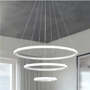 Salon,oturma Odası Üçlü Halka LED Avize Beyaz Kasa Beyaz Işık