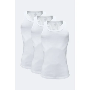 Erkek Beyaz 3 Lü Paket %100 Pamuk Ribana Sporcu Atleti 3M039-E