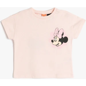 Minnie Mouse Baskılı Lisanslı Kısa Kollu Pamuklu Tişört