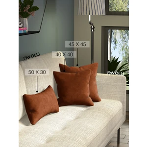 Kadife Dokulu Kiremit Rengi Kırlent Kılıfı Dream Serisi Punch Için Uygun Gizli FERMUAR45 x 45 cm