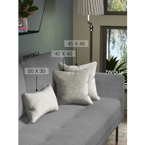 Kadife Dokulu Ekru Renk Kırlent Kılıfı Dream Serisi Punch Için Uygun Gizli FERMUAR50 x 30 cm