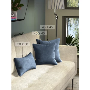 Kadife Dokulu Koyu Mavi Renk Kırlent Kılıfı Dream Serisi Punch Için Uygun Gizli FERMUAR50 x 30 cm