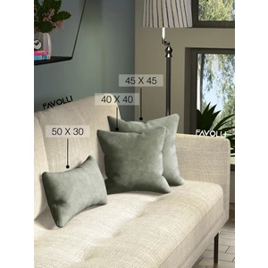 Kadife Dokulu Enginar Rengi Kırlent Kılıfı Dream Serisi Punch Için Uygun Gizli FERMUAR50 x 30 cm