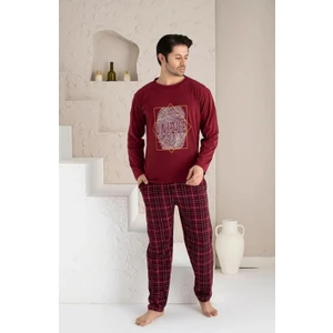 Uzun Kollu Erkek Ekose Alt ve Üst Pijama Takımı %100 Pamuklu 4 Mevsim