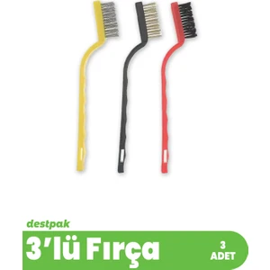 3 Adet Fırça Seti - Pas Sökme Yağ Temizleme - Metal Temizlik Fırçası - Ocak, Fırın, Mangal Fırçası