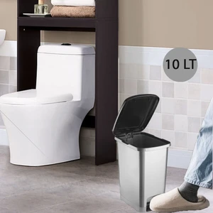 Effe Home Ergonomik Pedallı Plastik Çöp Kovası  ( İç Kovasız) Metal Gri