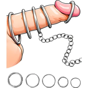 Kontrol Edilebilir Tasmalı Cinsel Halka Aksesuarı Gümüş