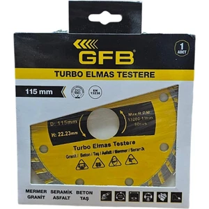 Turbo Elmas Mermer Granit Kesici 115 mm Tekli