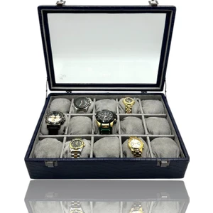 Dijital Çarşı Diji 15'li Saat Kutusu Saat Çantası Timsah Lacivert