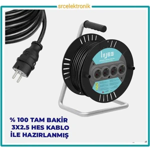 Hes Kablo 4 Lü Makarali (10 Ile 30 Metre) Arası 3x2.5  Yüzde Yüz Tam Bakir Hes Kablolu Seyyar Uzatma .