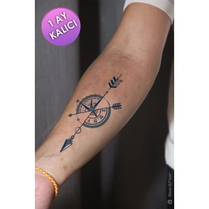 BP Tattoo 1 Ay Kalıcı Tattoo Pusula Saat Dövmesi Compass Tattoo