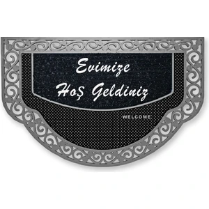 M&H Quality Dekoratif Siyah Kapı Önü Paspası Hoş Geldiniz Yazılır Yıkanabilir Toz Alıcı Halı Kapı Önü Paspası