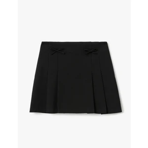 Fiyonk Detaylı Kalın Pileli Mini Etek