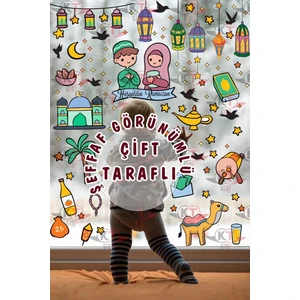 Ramazan Ayı Temalı Cam Duvar Süsleri Çift Taraflı Sticker Seti