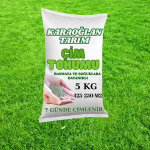 Karaoğlan Tarım 7 Günde Çimlenen 7'li Karışım Basmaya ve Soğuklara Dayanıklı Çim Tohumu 5 kg