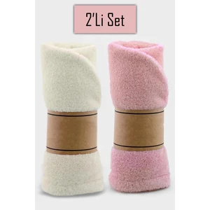 2'li Set Kalın Mikrofiber Saç Havlusu Plaj Deniz Havuz Bonesi Kurulama Banyo Saç Kurutma Baş Havlusu Krem