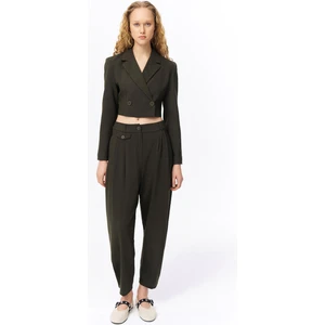 Pile Detaylı Jogger Pantolon Haki