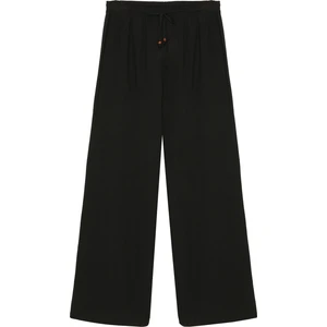 Bağcık Detaylı Beli Lastikli Bol Pantolon Siyah