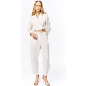 Pile Detaylı Jogger Pantolon Ekru