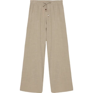 Bağcık Detaylı Beli Lastikli Bol Pantolon Bej