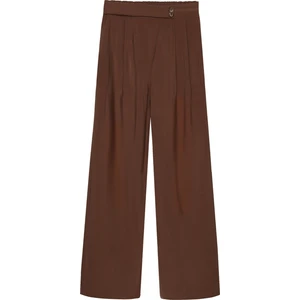 Düğme Bel Detaylı Palazzo Pantolon Kahverengi